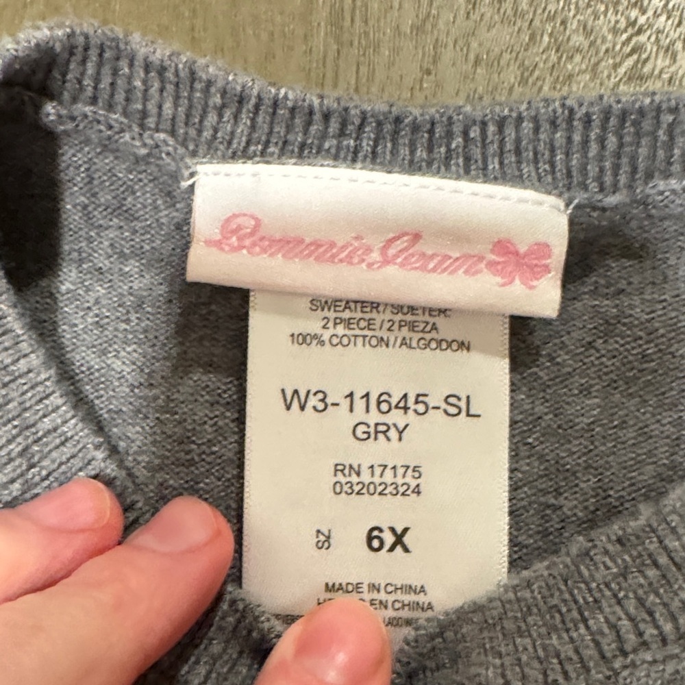 Bonnie Jean Pink Poodle Gray Knit Sweater size 6X - Picture 2 of 3